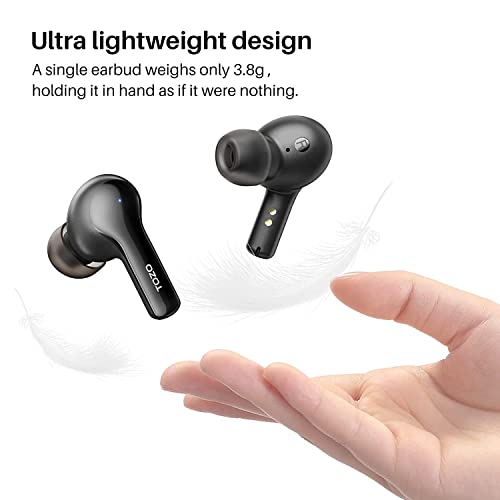 TOZO A2 Mini True Wireless Earbuds Bluetooth 5.3 Earphones in Ear Buds Touch Control Stero Headphones with Clear Calling Mics, IPX5 Waterproof, Premium OrigX Sound Headset Type-C Fast Charging, Black