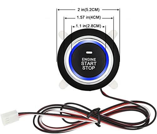 W Wheel Up Car Keyless Entry Remote Starter Pke Push To Start Antitheft Alarm System 12V Car Keyless Go Push Button Engine Start/Stop With 2 Smart Key thumb #5