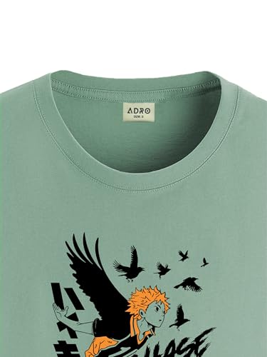 Image of ADRO Men's Cotton Comfort Fit Anime T Shirt - Premium Printed Haikyuu Tshirt - Perfect for Haikyuu Fans Print and Comfortable Fit T-Shirt
