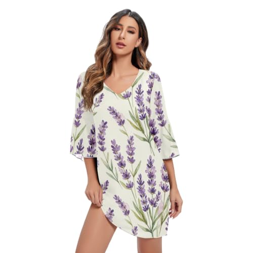 Vestido de gasa con cuello en V de acuarela floral lila Airy
