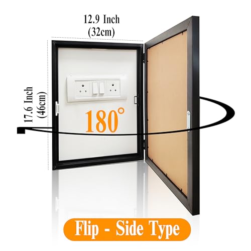 Image of Vertical Floral Art Decorative Framed Mcb Box, Electric Board Cover | Flippable Counter Cover With Digital Art Print | Suits for Hallways, Lobby, Bedroom, Living Room Outer Size 13X17 Inch