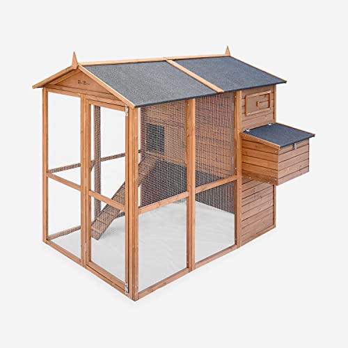 COTENTINE Holz Hühnerstall, 6 bis 8 Hühner, Hühnerkäfig mit Gehege