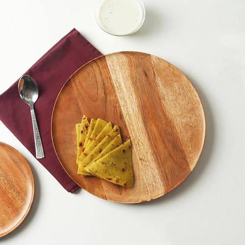 Platos para servicio de madera Acacia 11 pulgadas, set de 4 miniatura 2