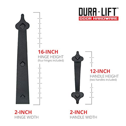 Dura-Lift Ultra-Life Magnetic Decorative Carriage-Style Garage Door Accent Trim Hardware, (Four 16" Hinges, Two 12" Handles) #TOP1