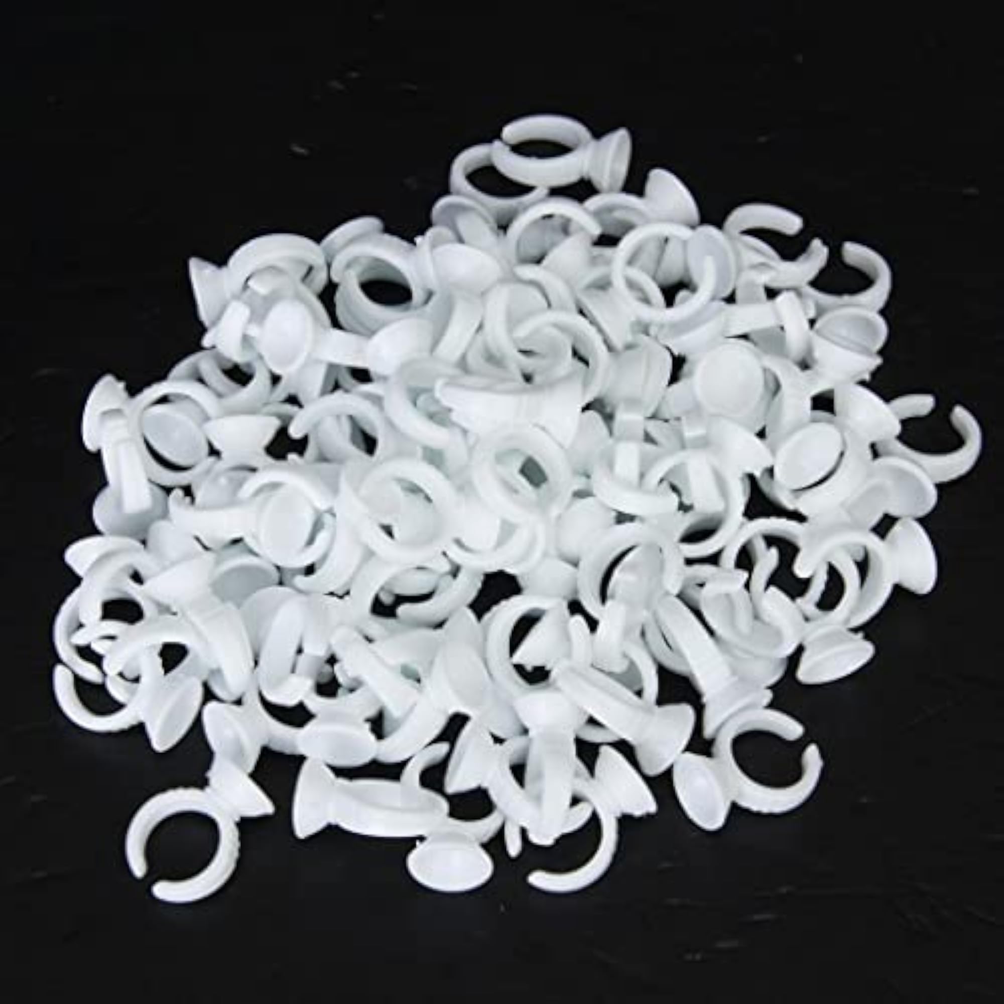 100Pcs False Eyelash Disposable Glue Tattoo Pigment Holder Rings