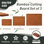 3 Packs Bamboo Cutting Board Set with Non Slip Feet Holder and Over Sink Nice Solid Thick Wood Juice Groove Chopping Board Extra Large Big Small Best Hardwood Kitchen Organic Vegetable Meat BBQ Kit - Image 2