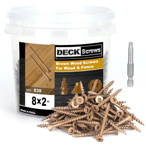 Image of Deck Screws #8 x 2'', T25 Star Torx Drive Flat Head Wood Screws, Brown, 5lb