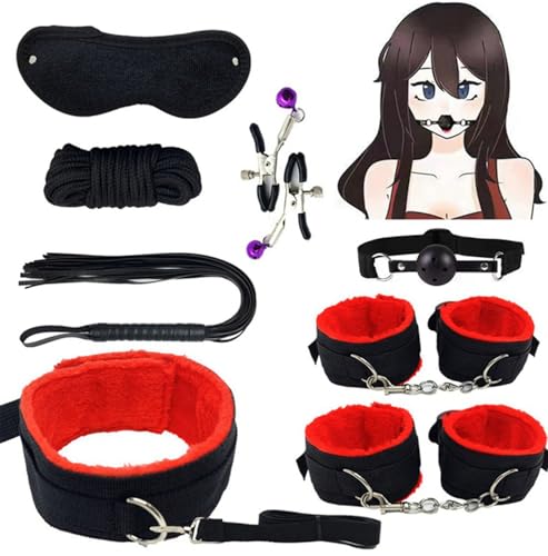 Bed Restraints Kit for Adults Couples King Bed Tie Downs for Queen Size Bed King Matress Restraint Bondage Kit Wrist Ankle Straps for Adult Play Handcuff Blindfold and Hand Ties for Bedroom Sweater -  cbcdo, bed bondaged straps-whips23