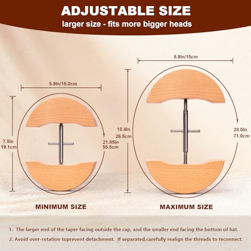 Image of Hat Stretcher for Fitted Hats, Cowboy Hat Stretchers for Men, Adjustable Extender Shaper, Heavy Duty of Hat Jack Enlarger