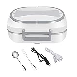UUTO Electric Heating Lunch Box Food Heater Portable Food Warmer for Car Office Home with 304 Stainless Steel Container, 12V and 110V Dual Use