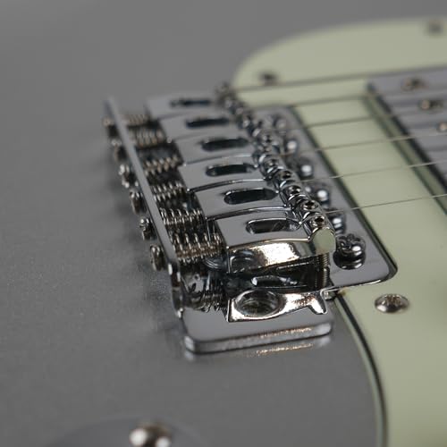 Image of SEST600 HSS Strat Electric Guitar | Roasted Maple Neck | Coil Split Humbucker | 22 Frets | 5-Way Switch | Gloss Finish | Premium Tremolo System | Strat Style Electric Guitar (SILVER SURFER)