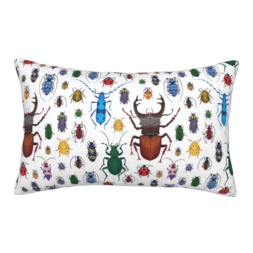 Asamike 枕カバー まくらカバー カブトムシ 昆虫柄 総柄 ファスナー式 ピローケース 抗菌 防臭 ふわふわ 敏感肌用枕カバー 洗える まくらカバー 吸湿 3サイズ選べる ZVT1311W 40x60cm