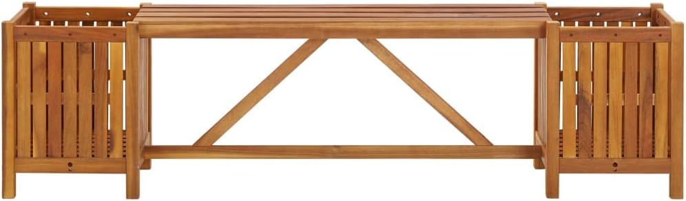 Patio Bench with 2 Planters,Garden Benches for Outdoors,Home Furniture,Entryway Bench,Balcony Furniture, for Patio,Park,Lawn,Yard, 59.1"x11.8"x15.7" Solid Acacia Wood
