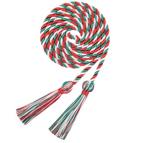 Image of Graduation Honor Cord 68 inch Grad Braided Honor Cords with Tassel Honor Rope Grad Cords for Graduation Students Bachelor Master Doctoral Gown Grad Decor (Red White and Kelly)