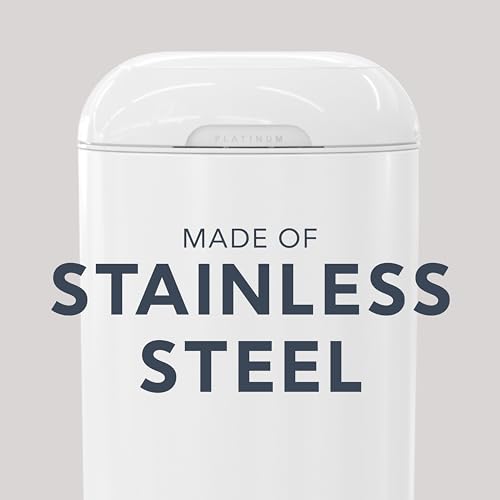 Diaper Genie Platinum Pail (Lilly White) Is Made Of Durable Stainless Steel And Includes 1 Easy Roll Refill With 18 Bags That Can Last Up To 5 Months. thumb #2