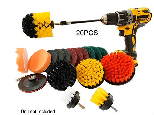 20piece Drill Brush Attachment Set - Power Scrubber Brush with Extend Long Attachment