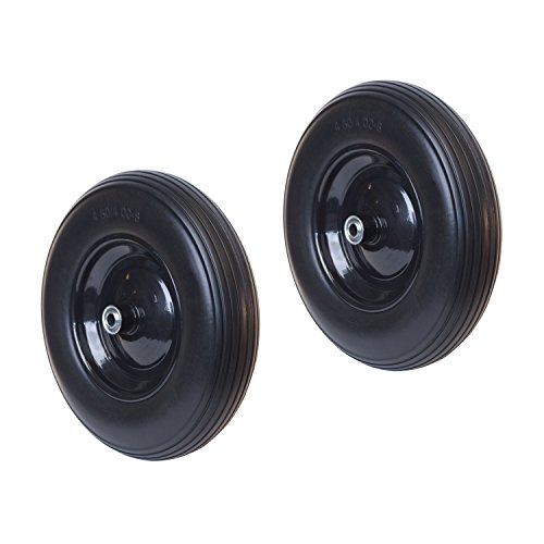 ALEKO 2WBNF16 Anti Flat Ribbed Replacement Wheel for Wheelbarrow 16 Inches No Flat Tire Black Lot of 2