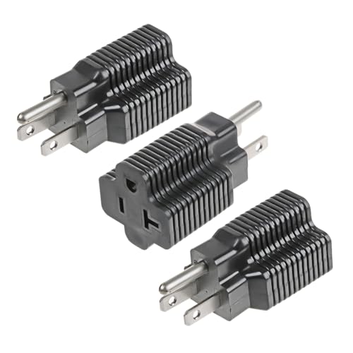 TENINYU 3 Pack NEMA 5-15P to 5-15/20R Adapter, 15 Amp Male to 20 Amp Female Plug Outlet, Black