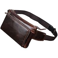 Xieben Cuero De La Vendimia Fanny Pack Bolso De La Cintura para Hombres Mujeres Viajes Senderismo Correr Hip Bum Cinturón Delgado Teléfono Celular Monedero Cartera Bolsa Café