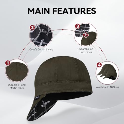 Image of ARCCAPTAIN Reversible Welding Cap, 8-Panel FR Welders Cap, Brownish, 8