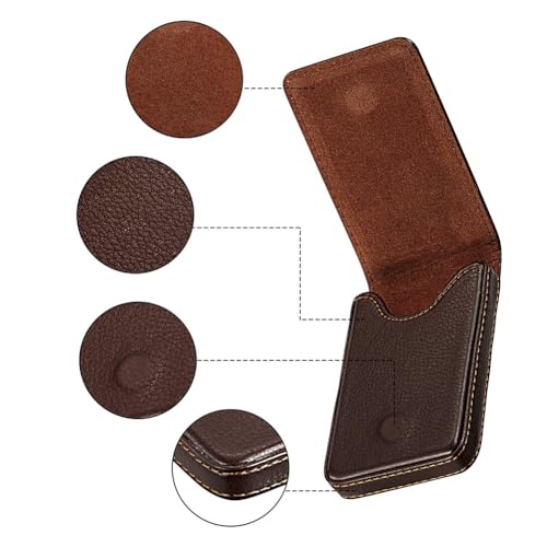 GSHLLO PU Leather Business Card Holder Vertical Credit Card Case Name Card Organizer Wallet Vintage ID Card Pocket with Magnetic Shut Black4