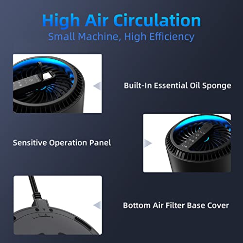 Aroeve Air Purifiers For Home, H13 Hepa Air Purifiers Air Cleaner For Smoke Pollen Dander Hair Smell Portable Air Purifier With Sleep Mode Speed Control For Bedroom Office Living Room, Mk01- Black #TOP6