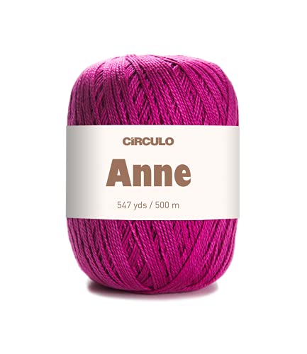Image of CIRCULO Anne Yarn for Crocheting & Knitting, 100% Mercerized Brazilian Virgin Cotton, Soft Fingering Weight, 547 Yds, 5.19 Oz - Color 6116 Bright Pink