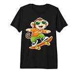 Skateboard Monkey Riding Skater Graphic T-Shirt Haut de Gamme