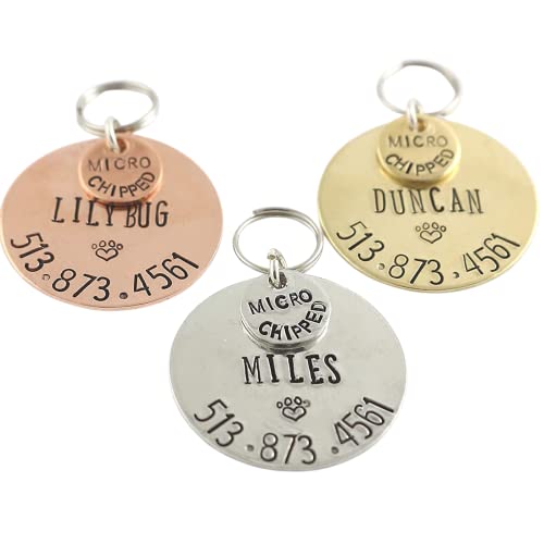 The Silver Diva Handmade Personalized Pet Tag - Dog ID - Identification - Cat - Custom Collar - Silver - Gold - Copper