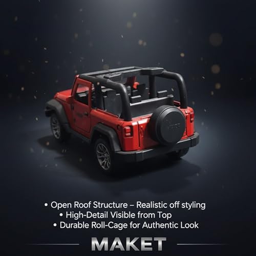 Image of HOMEYS 1:32 Scale DieCast Metal Toy Car with Pull Back Action - Openable Doors and Realistic Detailing Mini Model Vehicle for Kids Boys Girls and Collectors (RED-Open ROOF)