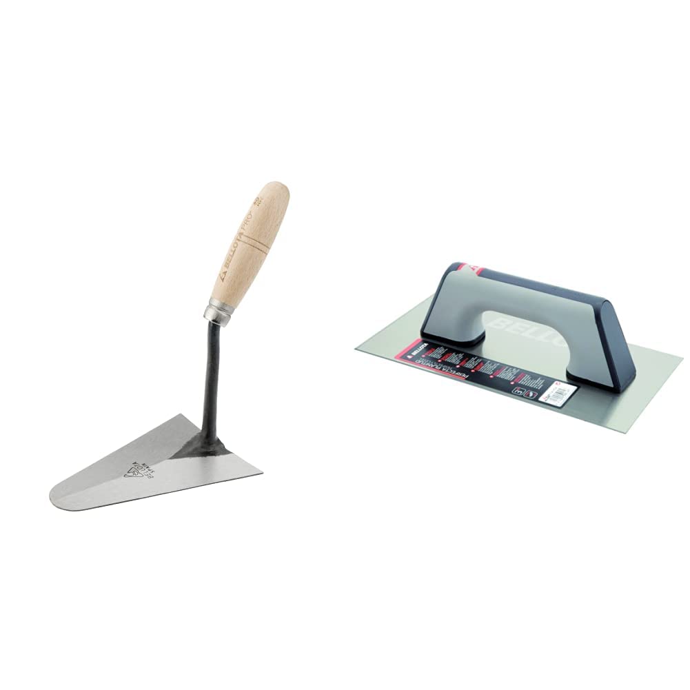 Bellota 5841 - B Paleta forjada catalana, Mango de Madera de Haya, 165x1205 mm, 165x120mm + 5861-1 BIM INOX - Llana recta de acero inoxidable (300x150mm) con mango bimaterial