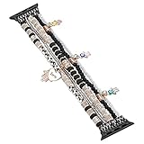Hamsa Hand of Fatima Evil Eye Pendant Bracelet Band Handmade Elastic Beaded Solo Loop Stretchy Strap Compatible with 49mm 45mm 44mm 42mm Apple Watch Series 1 2 3 4 5 6 7 8 SE Ultra, Black