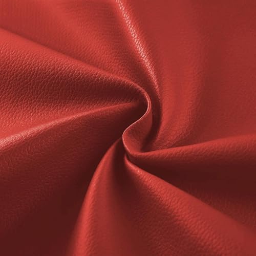 柔らかい人工合成皮革生地、300 x 137 cm人工皮革片、0.68 mm厚さのロール、エチレン軟包皮革材料、工芸品、リボン、DIY裁縫 に適している （赤）