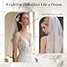 MAOFENG 0.6m 1 Tier Wedding Veil Pearls and Crystals Beaded Edge Fingertip Length Bridal Veil for Wedding Party photography Fashion Show