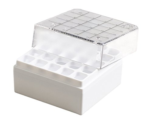 Camlab plásticos RTP/73325 Storage Box, 25 portaobjetos, Policarbonato, 8 unidades), color blanco Cover