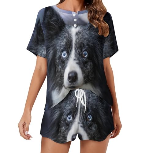 Pyjama femme manches courtes Chien Intelligent contre la chaleur de l'été