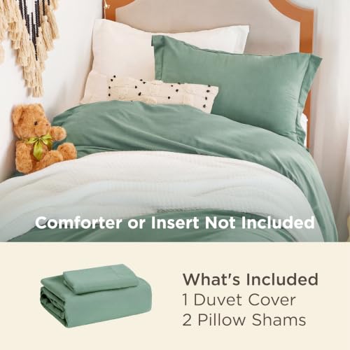 Image of Bedsure Prewashed Twin Duvet Cover, Cotton-Like Bedding Set, Sage Green | Ultra Soft, Relaxed Texture, Twin XL Breathable Comfort, Hidden Zipper, 8 Corner Ties, Easy Care, OEKO-TEX, Year-Round Use