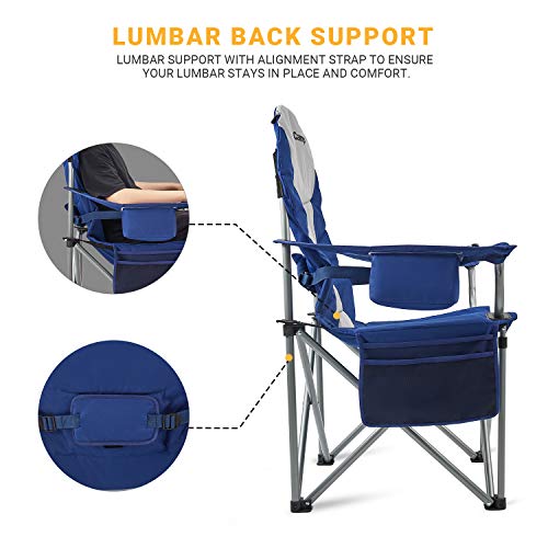 Kingcamp Oversized Heavy Duty Padded Outdoor Camping Folding Chair With Lumbar Back Support, Cooler, Armrest, Cup Holder, Side Pocket, Supports 353 Lbs #TOP2