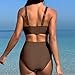 maisdgop High Waisted Bikini Sets for Women V Neck Tummy Control Swimsuits Comfy Soft Color Block Two Piece Bathing Suit