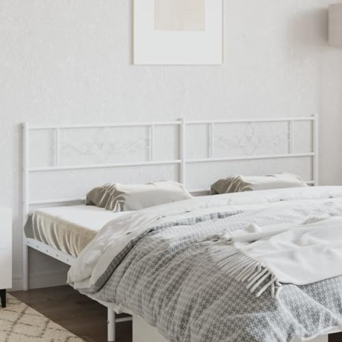 Qnhdfrt Cabecero de 180 cm blanco de acero con recubrimiento en polvo Diseño moderno robusto y estable como respaldo de cama para dormitorio y habitación de invitados