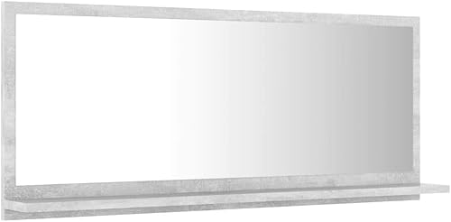 Miniatura 5 de Espejo rectangular de pared contemporáneo, espejo rectangular montado en la pared, espejo de baño gris hormigón 35.4 x 4.1 x 14.6 pulgadas,