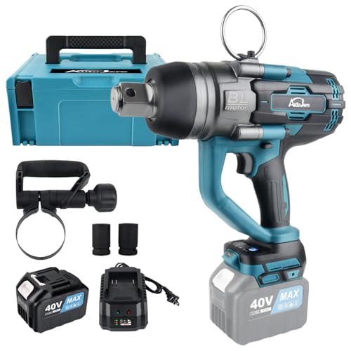 Image of AUTOJARE Cordless Impact Wrench 1" Brushless High Torque 2200 Ft-lbs (3000 N.m) Heavy-duty Impact Wrench with 6.0A Battery, Fast Charger, Carrying Case and 2pc Sockets
