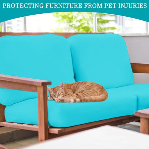 Image of 12 Pcs Stretch Patio Cushion Covers,Outdoor Couch Covers Replacement,Outdoor Couch & Sofa Slipcovers,for Patio Furniture Cushion Covers,Washable Reusable Furniture Protector (Sky Blue, Cover Only)