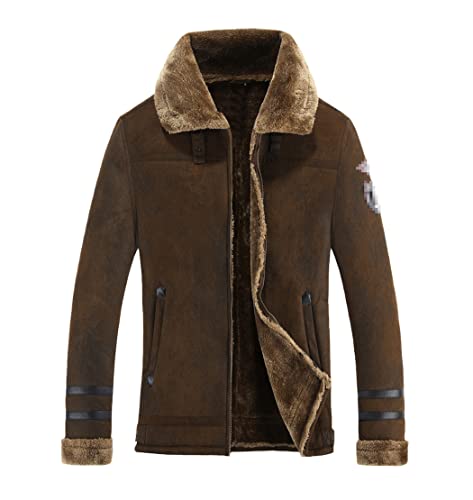 Blouson d'hiver en fourrure homme veste daim chaud laine vêtement chaud rétro