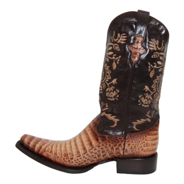 Men's Genuine Leather Pointed Square Toe Crocodile Alligator Print Dress Cowboy Boot3