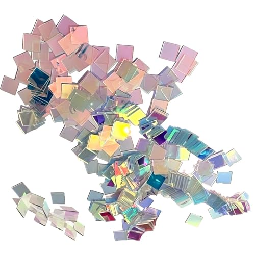 Rainbow Holographic Acrylic Squares ? 100-Piece Colored Boards Iridescent Double-Sided Panels, Multi-Tone Crafting Sheets, Refle