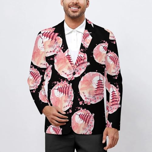 Temple Flowers Men's Suits Dress Business Formal Suit Print Jackets Coat for Wedding Party2