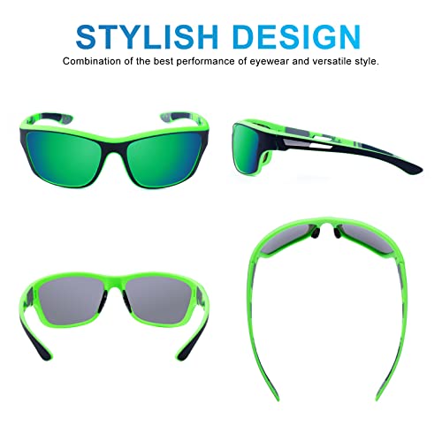 OKH 2 Pieces Sport Sunglasses For Men Women UV400 Protection Polarized Goggle Wrapped Around Cycling Glasses Unisex for Bicycles Fishing - Image 2