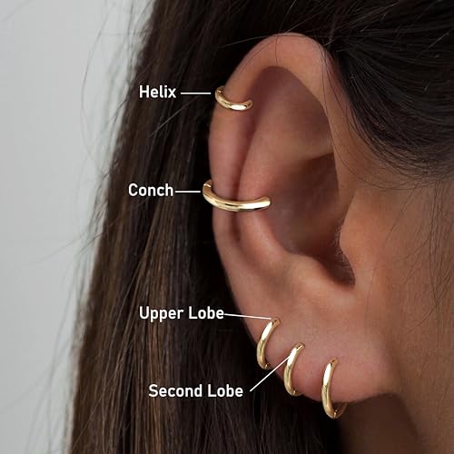 Gokeey Kleine goldfarbene und silberne Creolen für Damen und Herren, hypoallergene 316L chirurgische Edelstahl-Ohrringe für empfindliche Ohren, niedliches Knorpel-Helix-Ohrring-Set für mehrere
