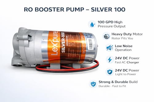 Image of Lex'pure SILVER-100 RO Booster Pump | High Pressure 24V DC | Improves Water Flow for RO, UV & TDS Controller Systems